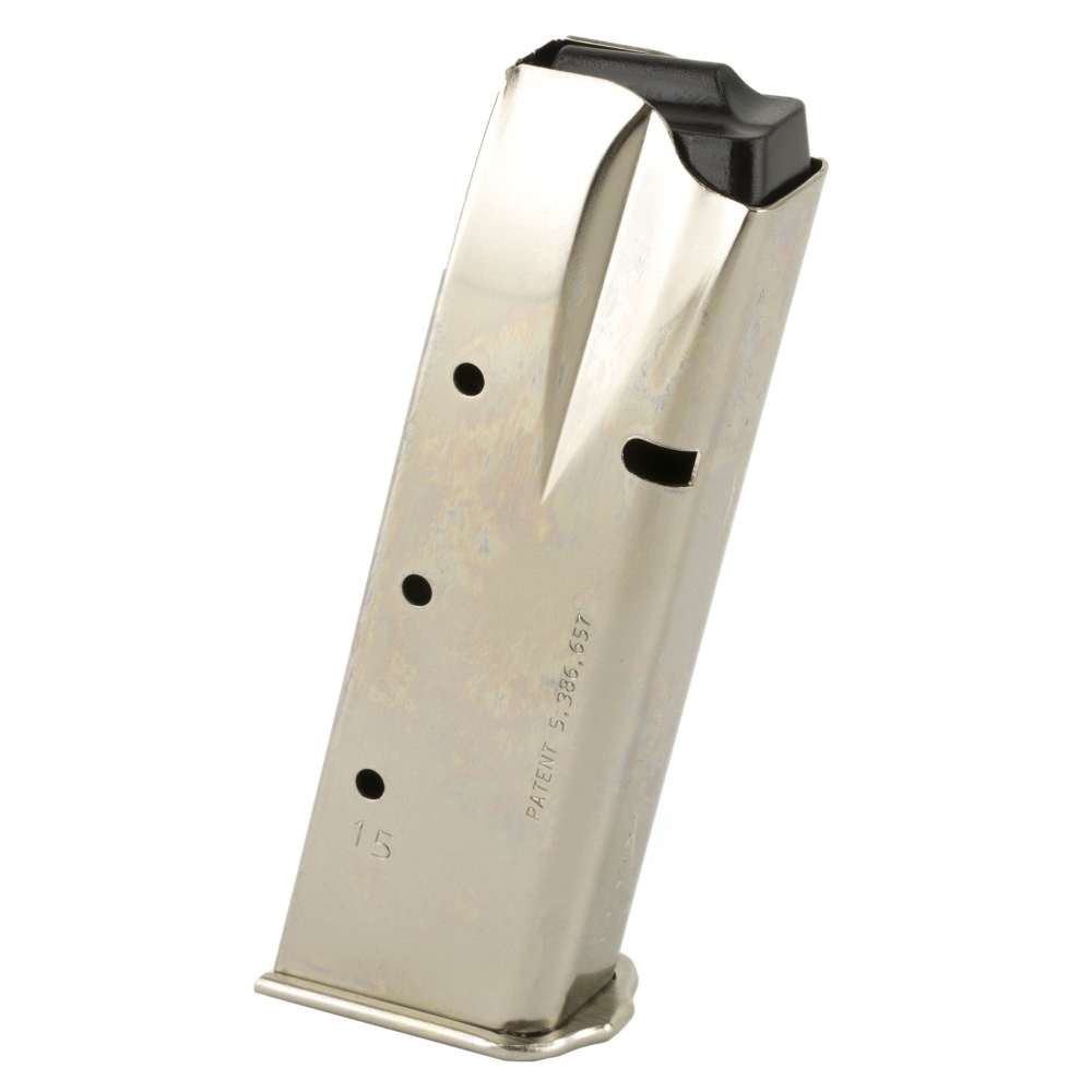 NIB Mec-Gar Magazine 9mm 15 Rounds Browning FN Hi-Power Steel Nickel Finish-img-1