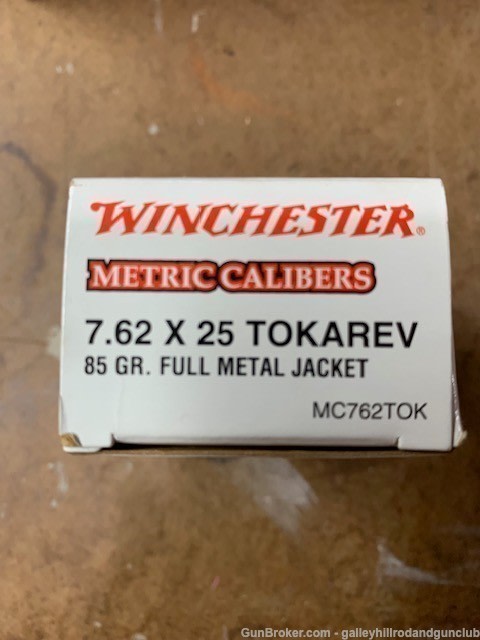 Winchester 7.62x25 Tokarev Ammunition. 50 Rounds FMJ-img-1