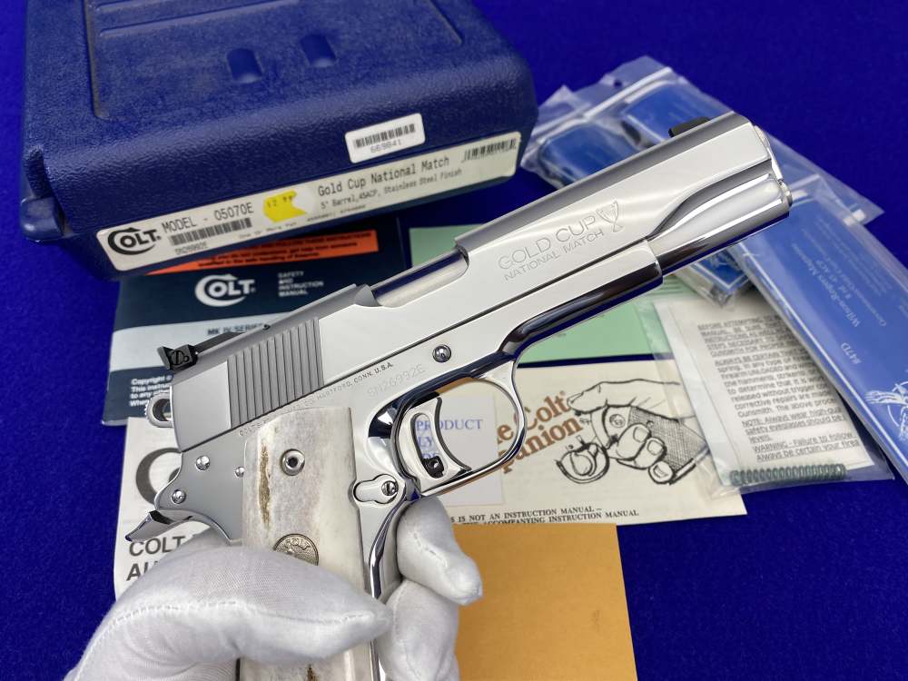 1996 Colt Gold Cup National Match ENHANCED .45 *MIRRORED STAINLESS & STAGS*-img-35