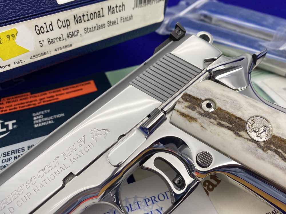 1996 Colt Gold Cup National Match ENHANCED .45 *MIRRORED STAINLESS & STAGS*-img-7