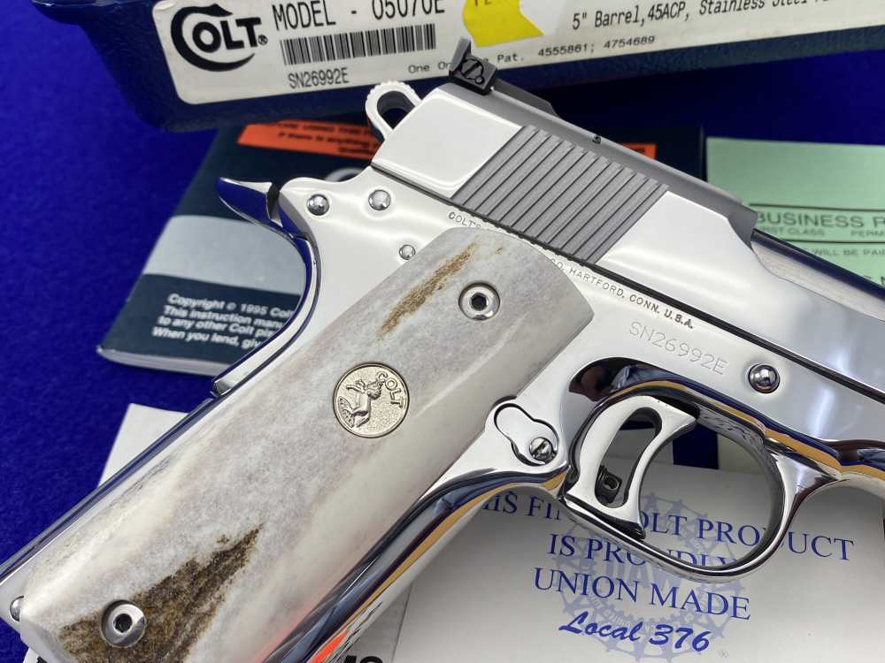 1996 Colt Gold Cup National Match ENHANCED .45 *MIRRORED STAINLESS & STAGS*-img-13