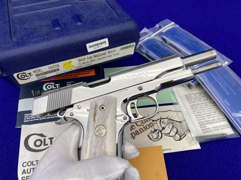 1996 Colt Gold Cup National Match ENHANCED .45 *MIRRORED STAINLESS & STAGS*-img-47