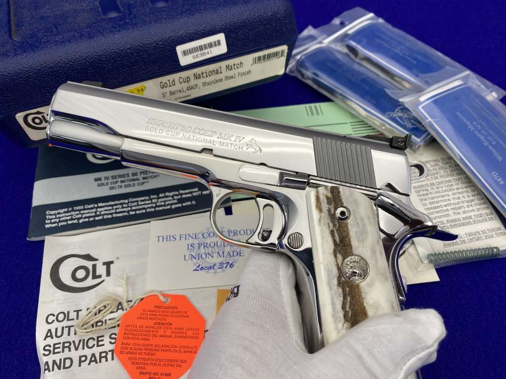 1996 Colt Gold Cup National Match ENHANCED .45 *MIRRORED STAINLESS & STAGS*-img-36