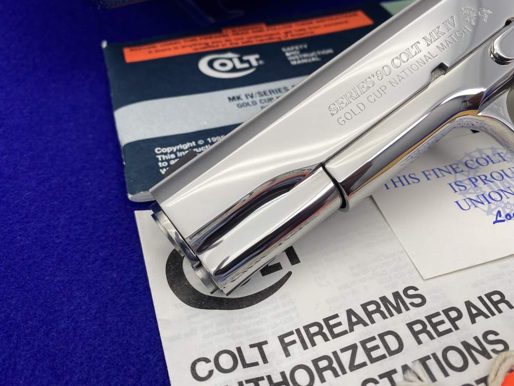 1996 Colt Gold Cup National Match ENHANCED .45 *MIRRORED STAINLESS & STAGS*-img-9