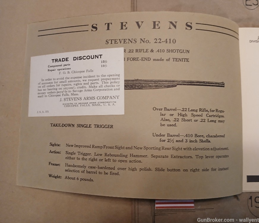 J. Stevens Arms Company 1947 Component Parts Price List Rifles Pistols plus-img-2