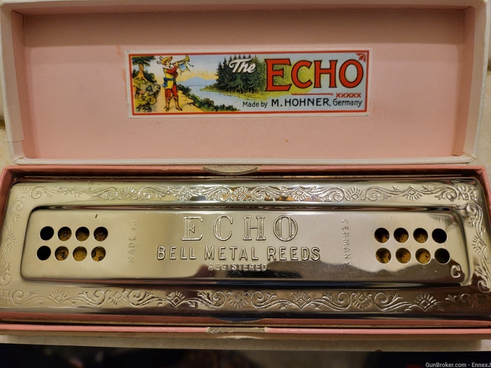 M. Hohner "The Echo" Bell Metal Reeds Harmonica -img-0
