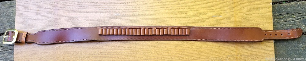 Bianchi #1810B Leather Belt /w ammo loops (.45 cal) (38" - 40" waist)-img-0
