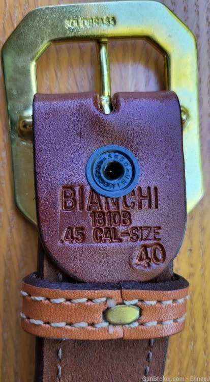 Bianchi #1810B Leather Belt /w ammo loops (.45 cal) (38" - 40" waist)-img-4
