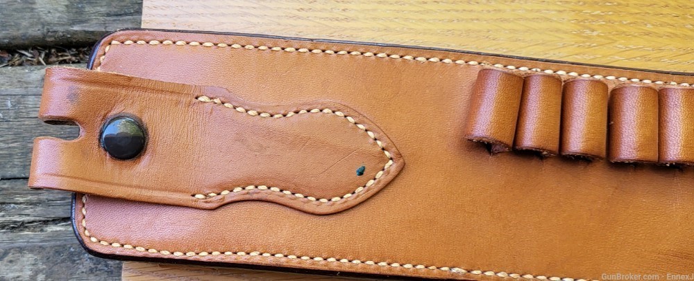 Bianchi .44 / .45 Leather Belt /w ammo loops + holster slot (32-34" waist)-img-3