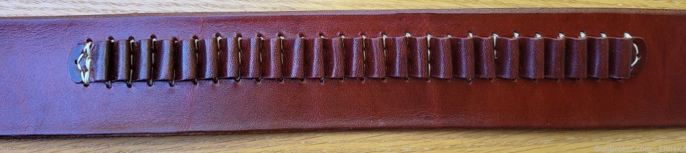 TRIPLE K Leather Belt /w ammo loops (.22 cal) 44"- 48" waist -img-1