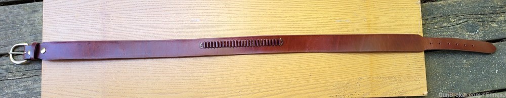 TRIPLE K Leather Belt /w ammo loops (.22 cal) 44"- 48" waist -img-0