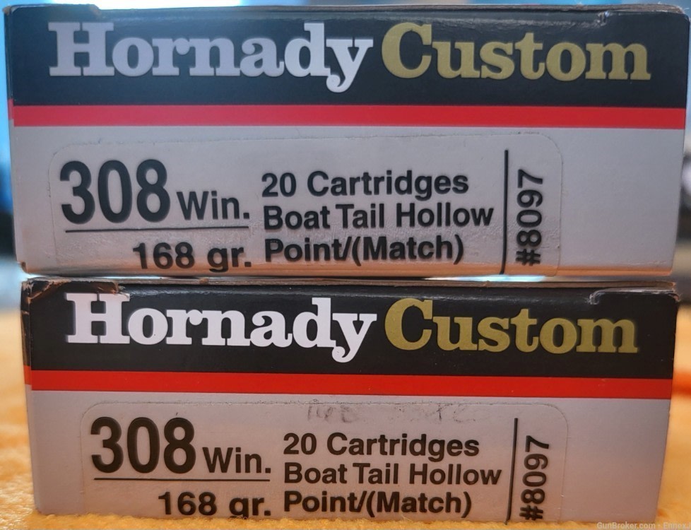 Hornady Custom .308 Win 168gr BTHP + 150gr Spire Point/Interlock-img-3