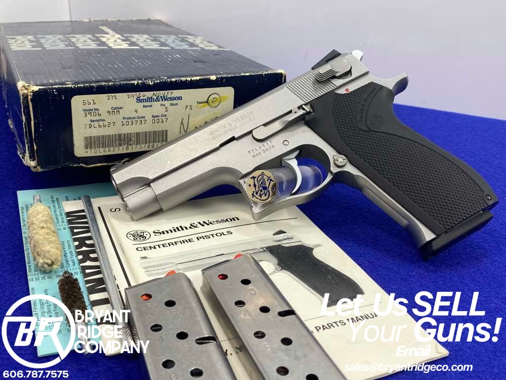 1990 Smith & Wesson Model 3906 9mm Stainless 4" *RARE SINGLE STACK 3RD GEN*-img-0