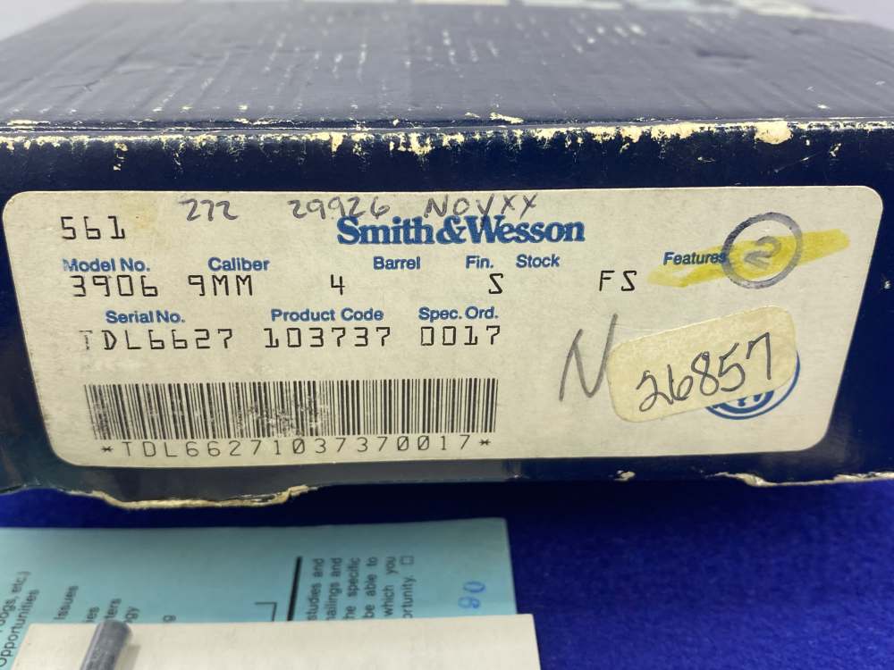 1990 Smith & Wesson Model 3906 9mm Stainless 4" *RARE SINGLE STACK 3RD GEN*-img-4