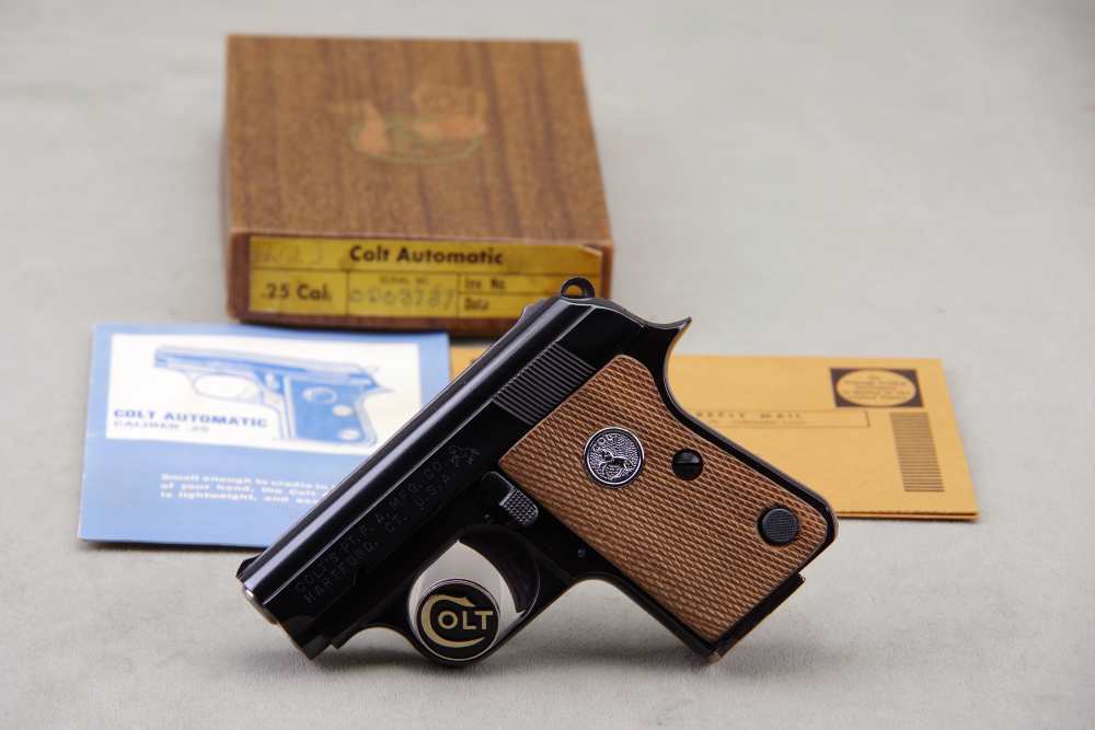 All Original 1970 Colt Junior 25 ACP 2'' Blue 99% with Original Box Papers-img-0