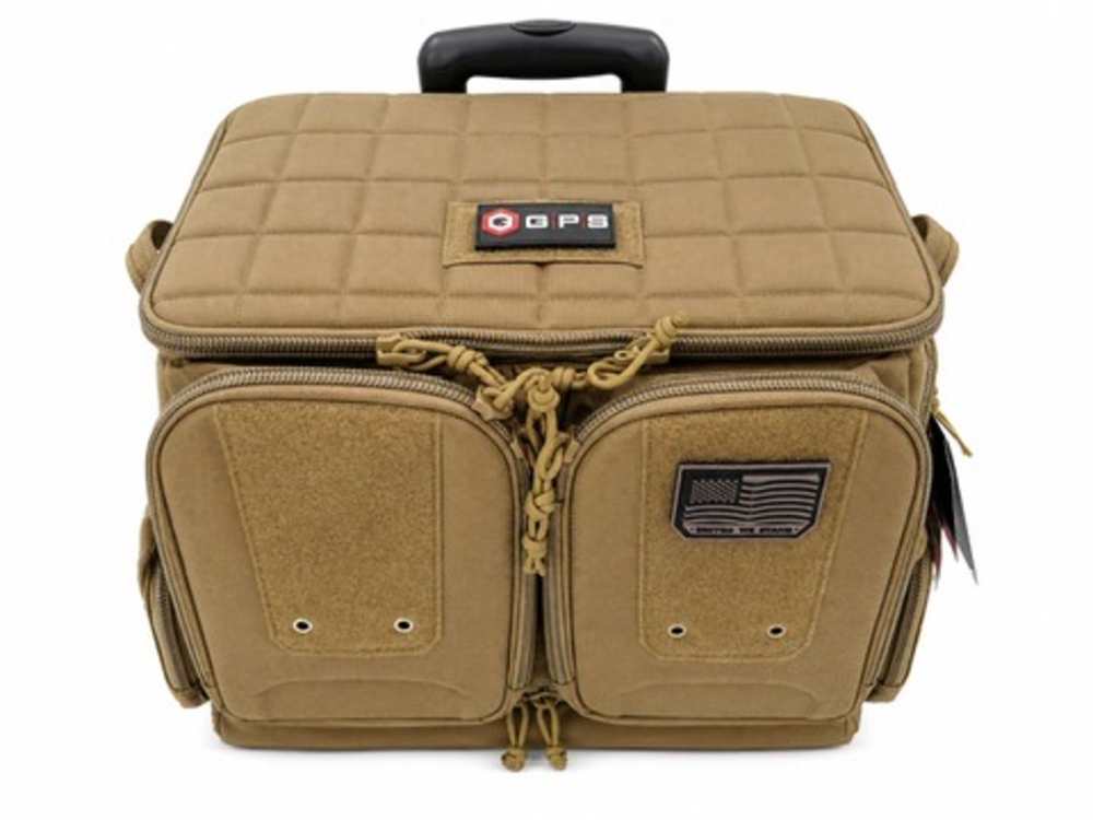 GPS Outdoors Tactical Rolling Range Bag, Holds 10 Handguns, Tan -img-0
