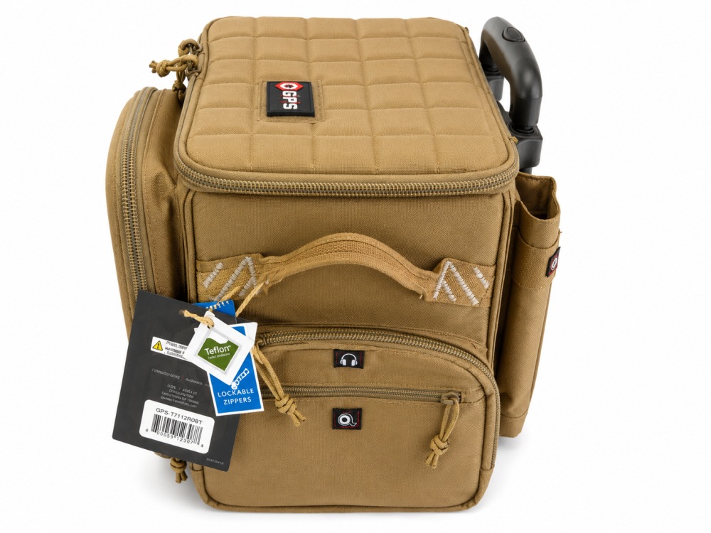 GPS Outdoors Tactical Rolling Range Bag, Holds 10 Handguns, Tan -img-1