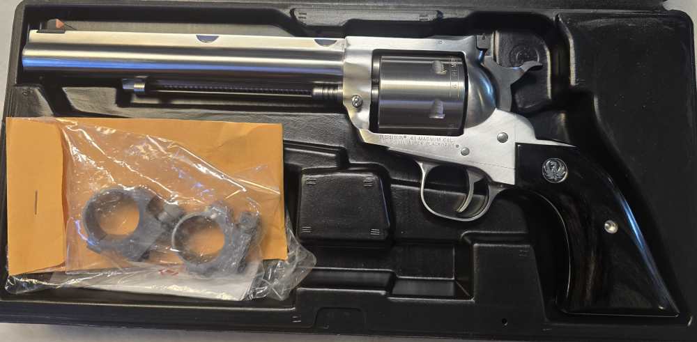 Ruger New Model Super Blackhawk Hunter 41 Magnum Stainless 7.5” Case Rare -img-0