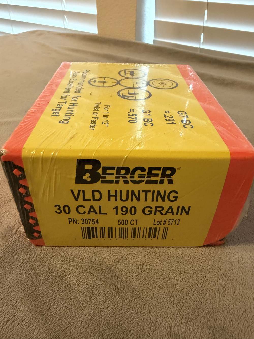 500 rds Berger .30 cal 190gr VLD Hunting bullets -img-0