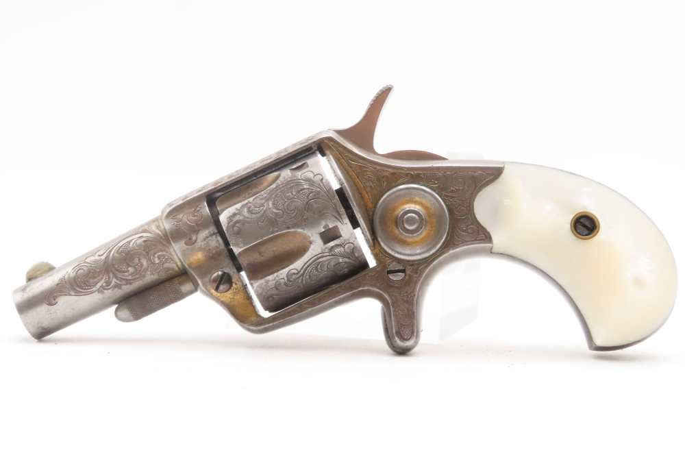 LETTERED Antique Engraved Gold COLT NEW LINE .41 RF Revolver w/PEARL GRIPS -img-13