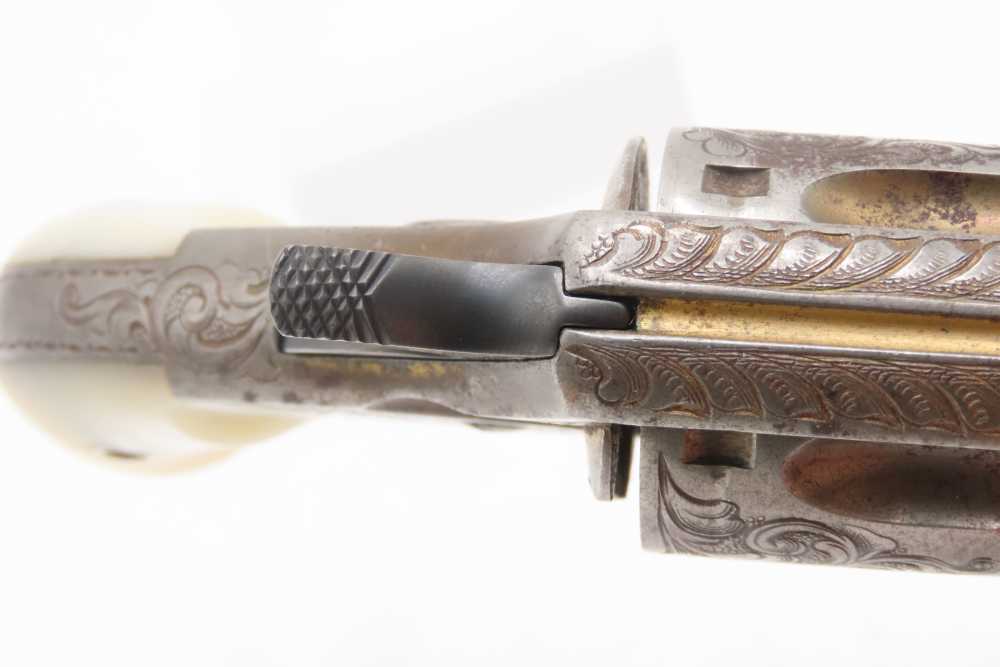 LETTERED Antique Engraved Gold COLT NEW LINE .41 RF Revolver w/PEARL GRIPS -img-9