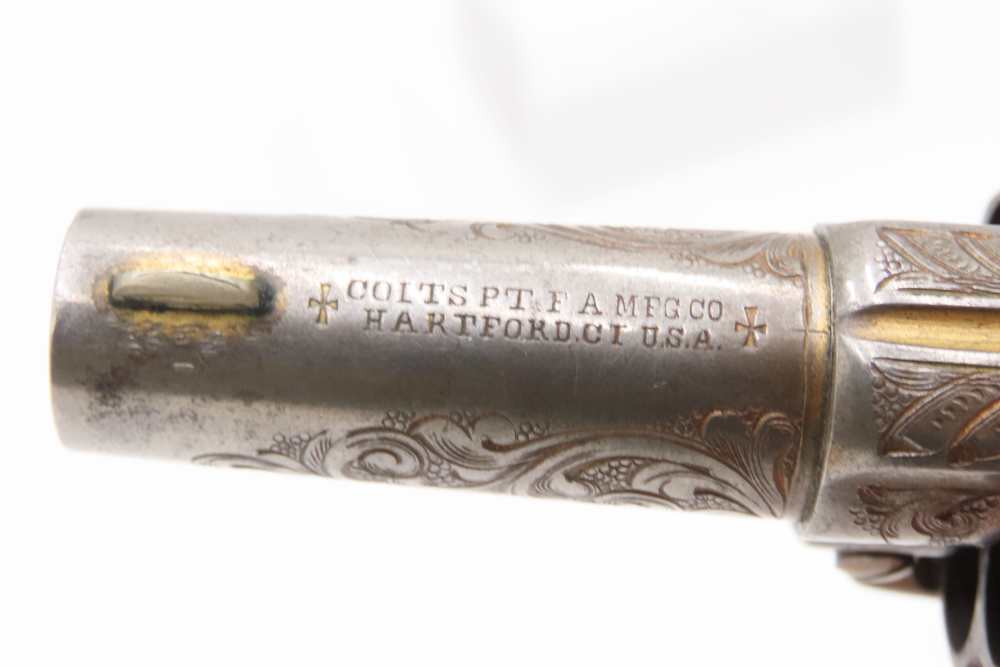 LETTERED Antique Engraved Gold COLT NEW LINE .41 RF Revolver w/PEARL GRIPS -img-12