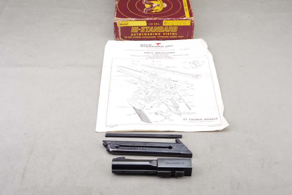 1954 Hi-Standard Olympic 22 Short 2 Barrel Set 97% w/ Original Box & Papers-img-5