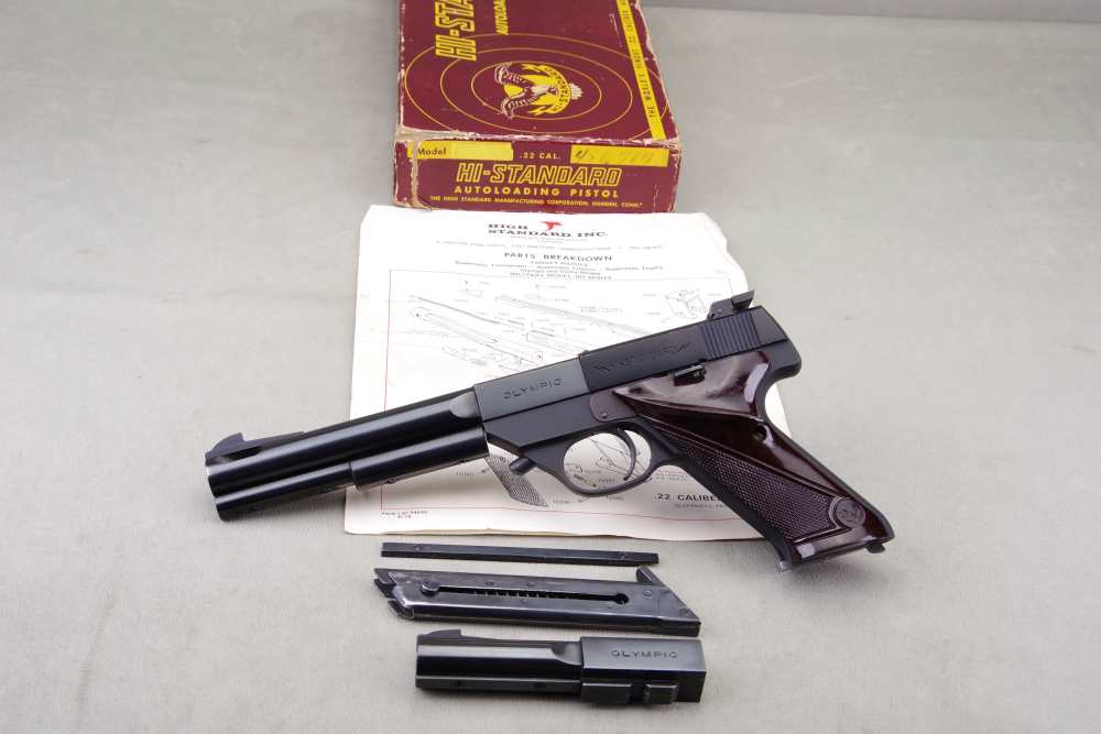 1954 Hi-Standard Olympic 22 Short 2 Barrel Set 97% w/ Original Box & Papers-img-7