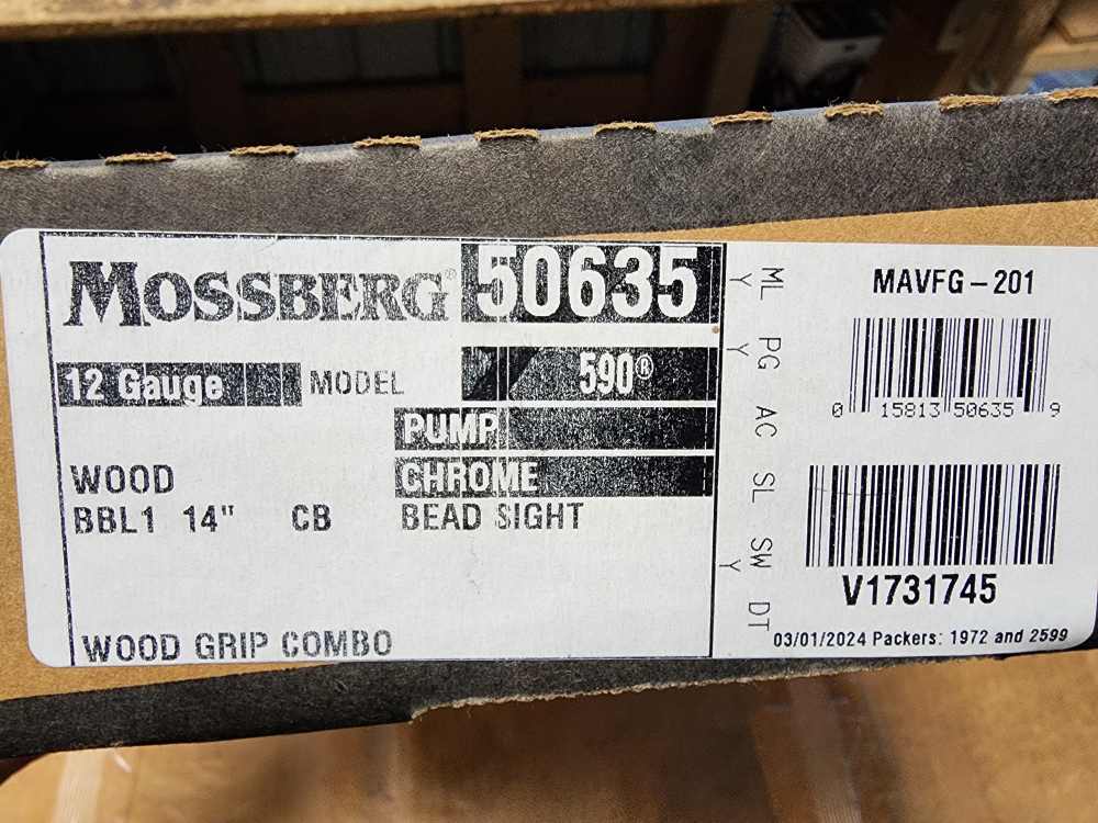 PICS NEW TALO MOSSBERG PUMP 590 NIGHT STICK 12 GAUGE 14" 3 WALNUT SHOCKWAVE-img-1