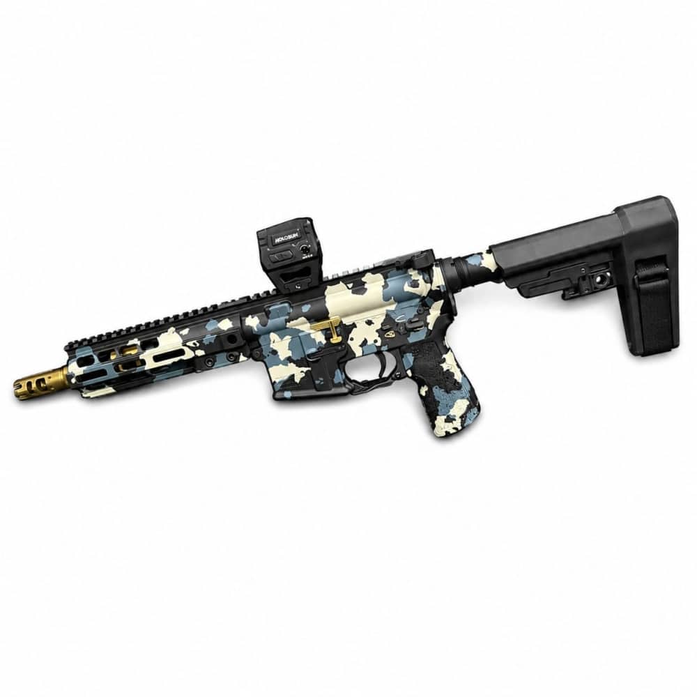 AR pistol Custom Blue Titanium & Black Camo| Gold Accents |-img-0