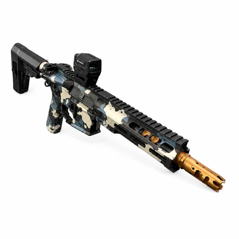AR pistol Custom Blue Titanium & Black Camo| Gold Accents |-img-2