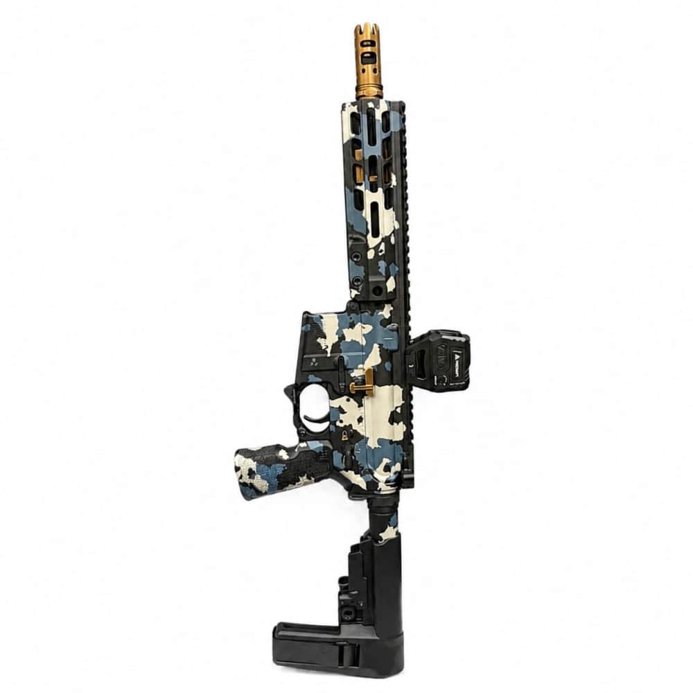 AR pistol Custom Blue Titanium & Black Camo| Gold Accents |-img-1