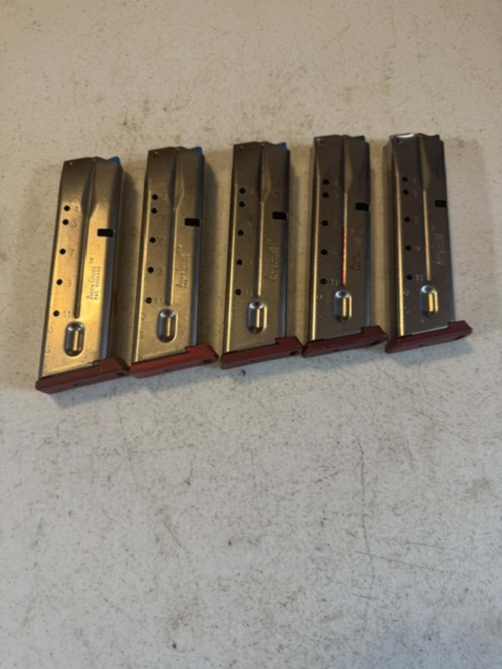 Lot of 5, S&W, 4006, 11 Round, 40S&W, Red Base, Magazines, Item P-647-img-0