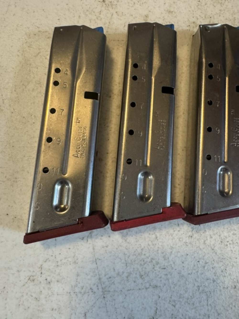 Lot of 5, S&W, 4006, 11 Round, 40S&W, Red Base, Magazines, Item P-647-img-1
