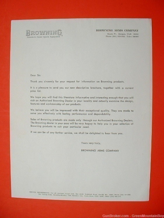 1970 OEM BROWNING Catalog, Price Lists, Flyer, Factory Letter - XLNT Scarce-img-4