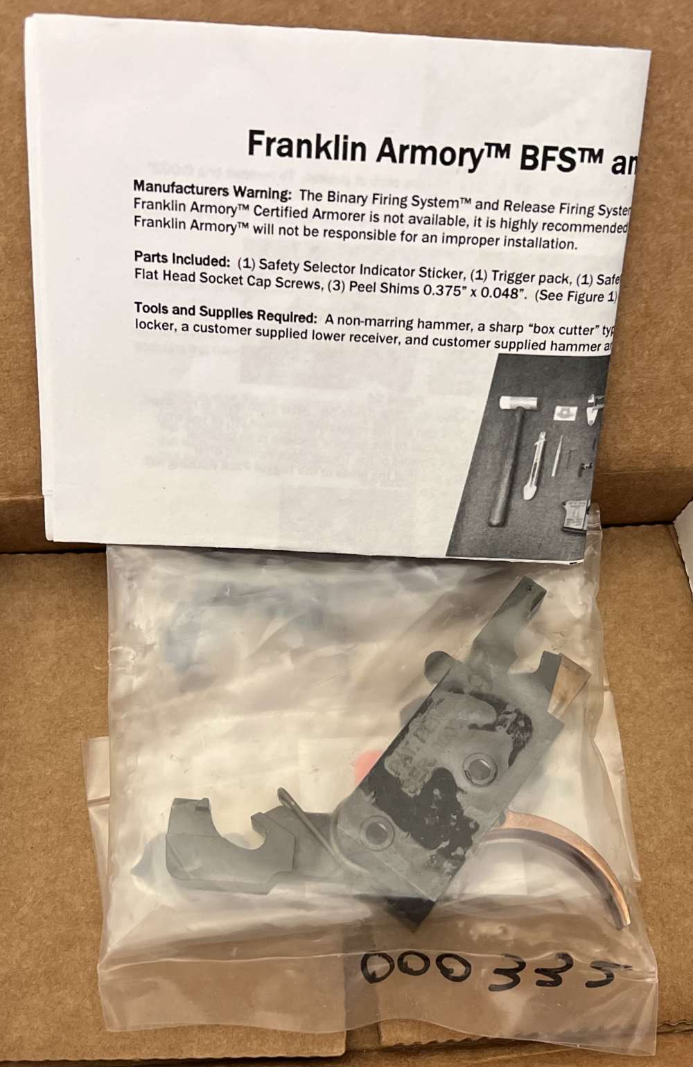 NIB Franklin Armory BFS binary trigger system AR-15 AR15 complete kit parts-img-0