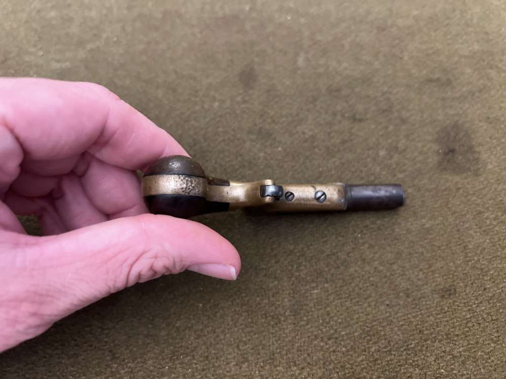 Antique no FFL E Allen & Co. .22RF single shot brass frame derringer pistol-img-1
