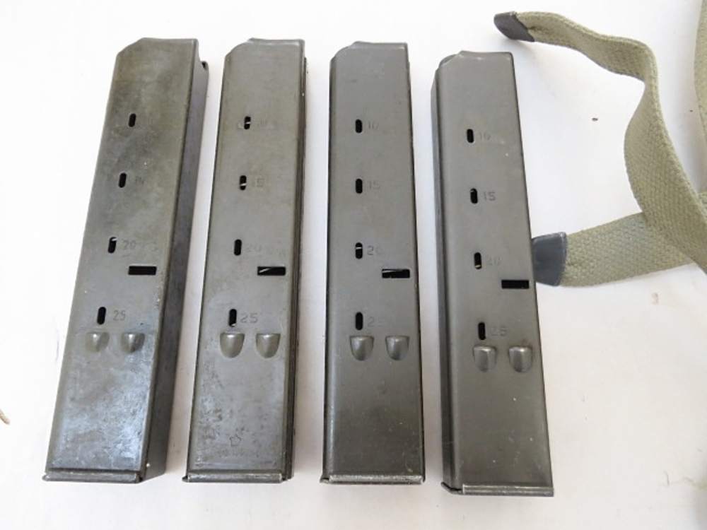 4 Military 25rd 9mm UZI Submachine Gun Magazines & Sling Steel Magazine-img-3