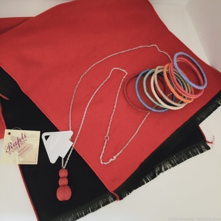 Rapti Fashion cashmere Scarf & Tintsaba Swaziland Necklace/10 Bangles.RF8TS-img-1