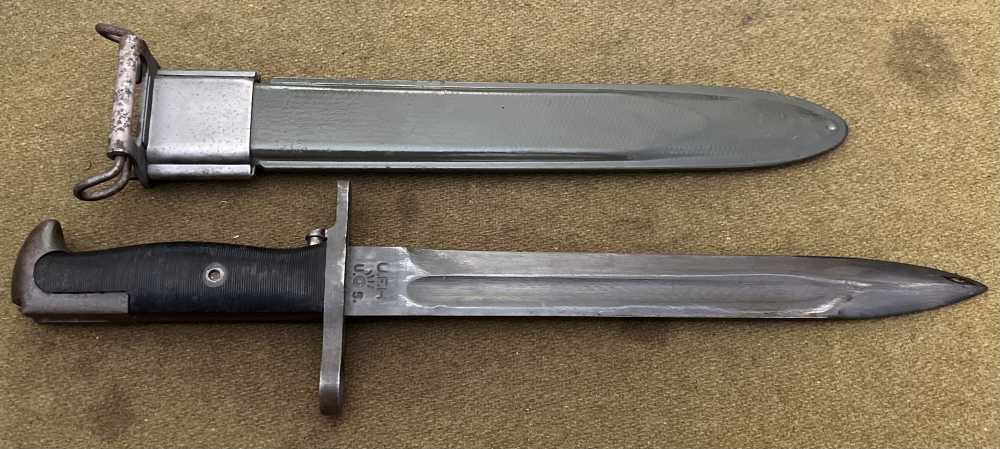 Original WW2 M1 Garand bayonet 10” UFH Union Fork & Hoe USGI rifle knife -img-0