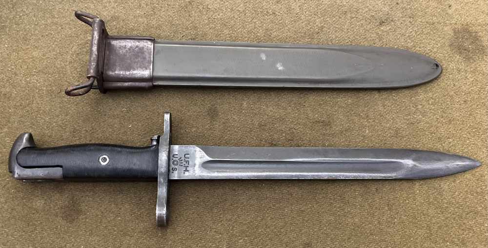 Original WW2 M1 Garand bayonet 10” UFH Union Fork & Hoe USGI rifle knife -img-0
