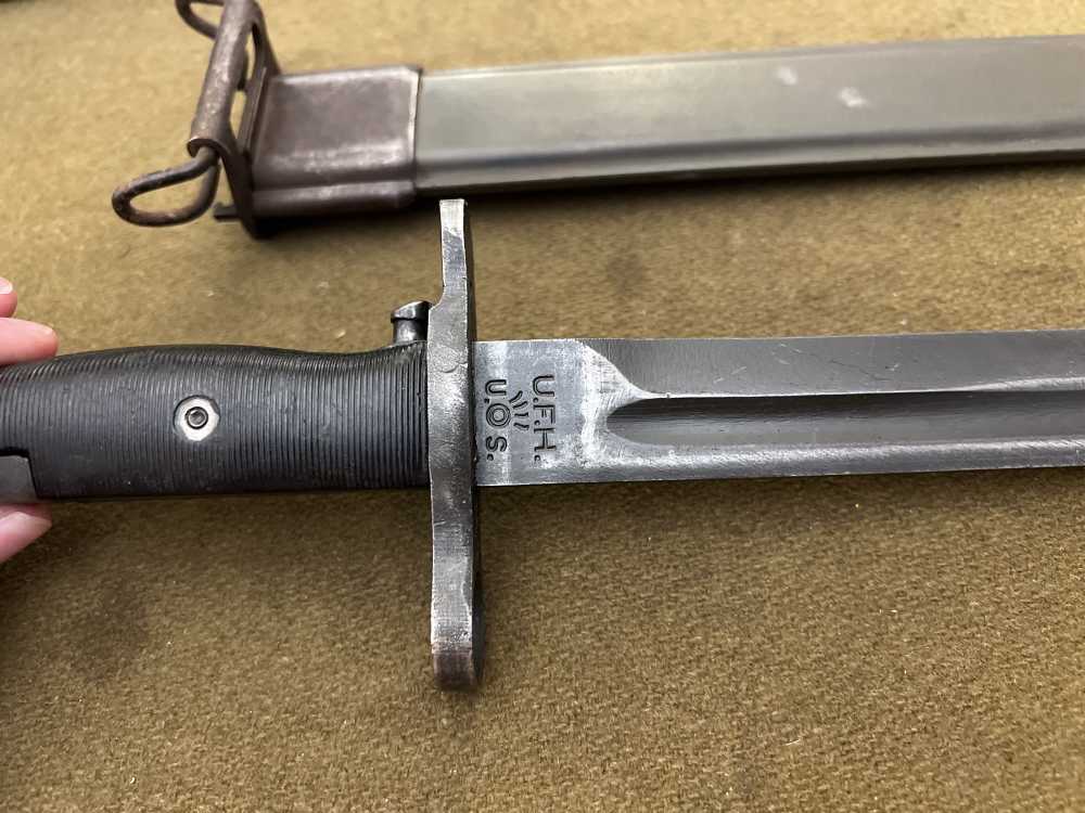 Original WW2 M1 Garand bayonet 10” UFH Union Fork & Hoe USGI rifle knife -img-1