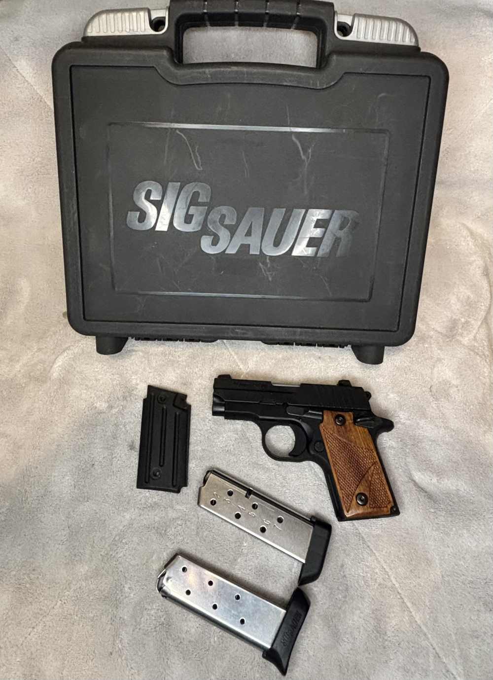 Sig Sauer P238 Original Case W/Papers 2 sets of Grips 2 7 Round Mags -img-1