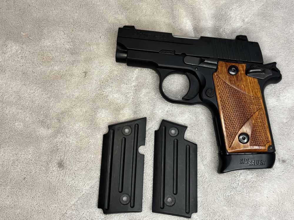 Sig Sauer P238 Original Case W/Papers 2 sets of Grips 2 7 Round Mags -img-12