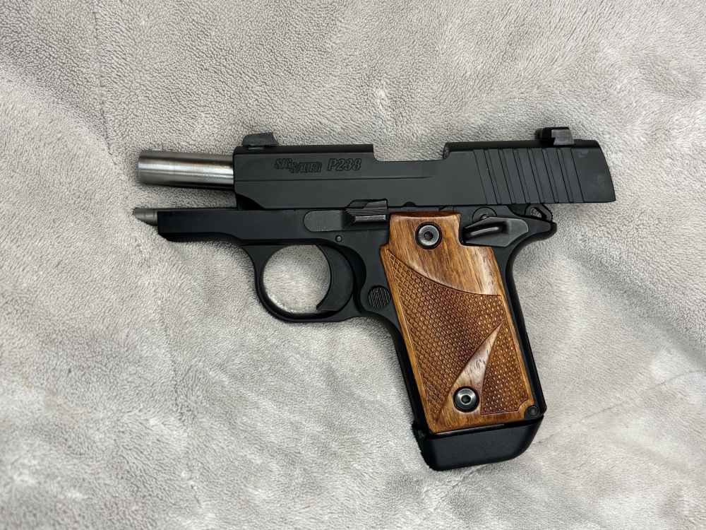 Sig Sauer P238 Original Case W/Papers 2 sets of Grips 2 7 Round Mags -img-5