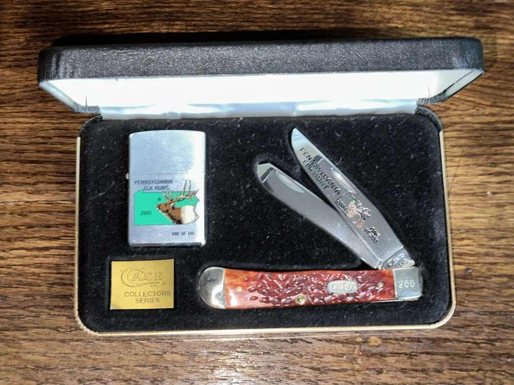 RARE 2001 PA Elk Hunter Case Knife & Zippo Set – 1 of 300 – UNUSED -img-2