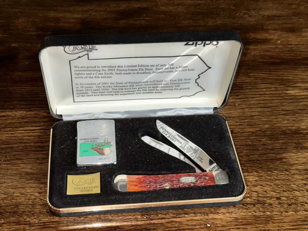 RARE 2001 PA Elk Hunter Case Knife & Zippo Set – 1 of 300 – UNUSED -img-6