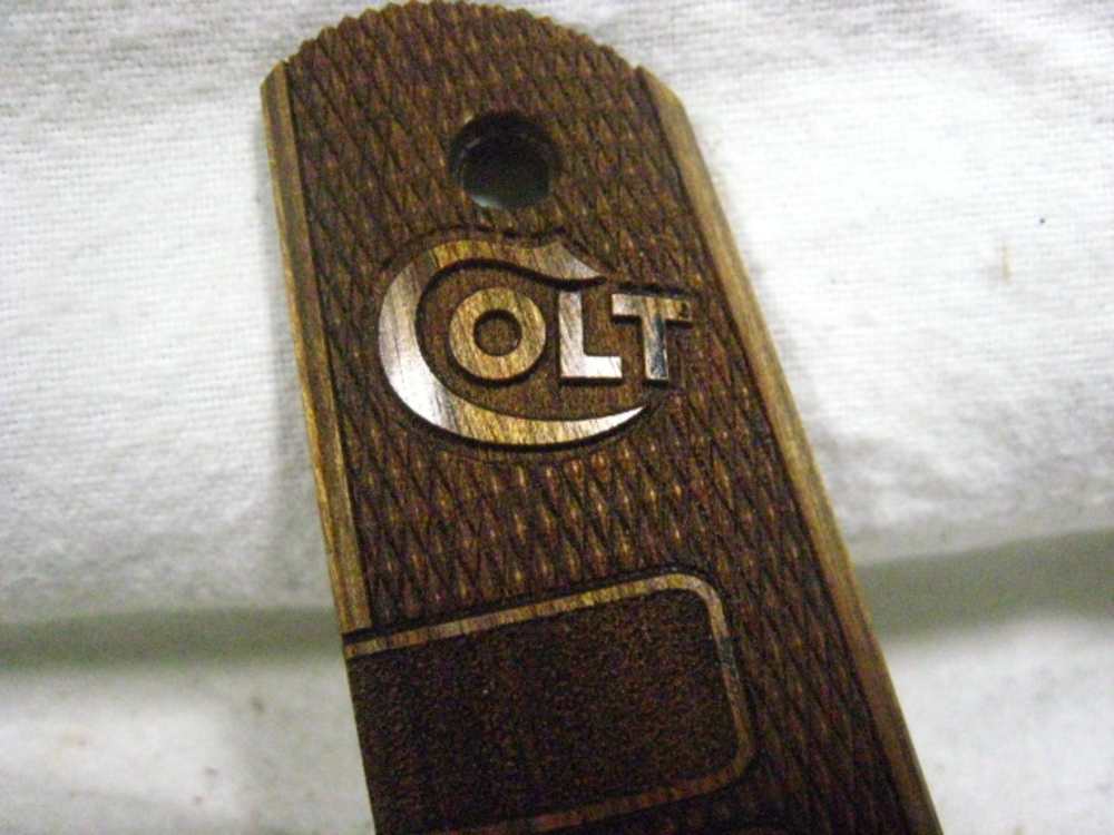 Colt 1911 Wood grips in Excellent Condition Full Size-img-1