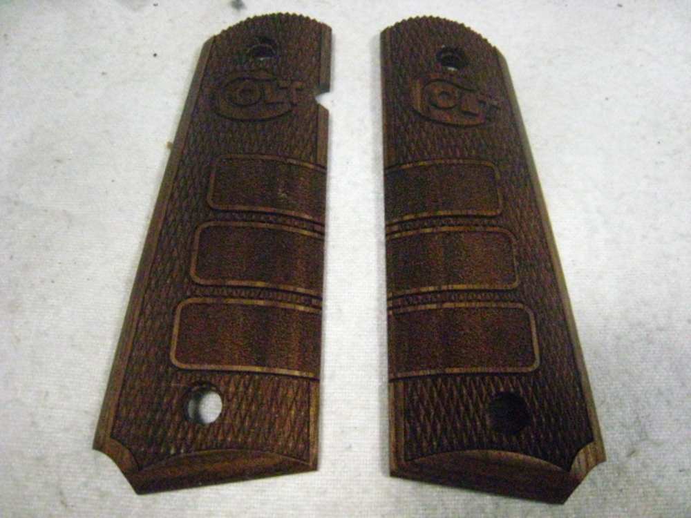 Colt 1911 Wood grips in Excellent Condition Full Size-img-0