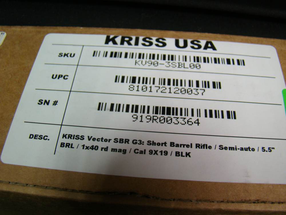 Kriss Vector G3 9mm SBR 5.5" black 3rd Gen 3 folding stock 40rd mag NFA New-img-3